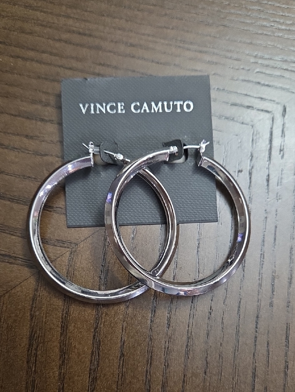 Vince Camuto Shiny Silver-Tone Hoop Earrings New